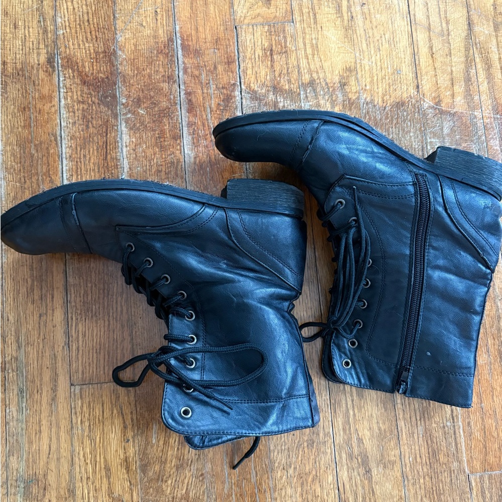 Black Lace-Up Ankle Boots